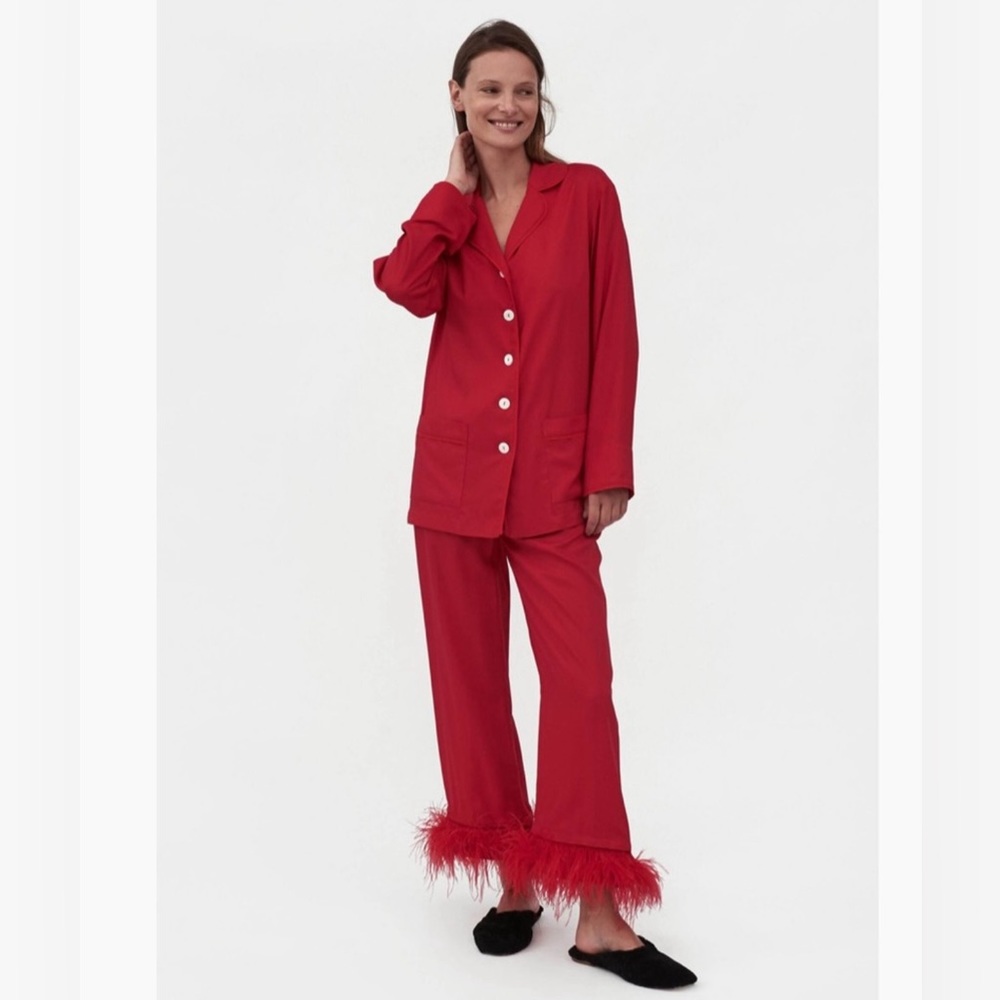 Sleeper Party Pajamas Feather Set Red Small